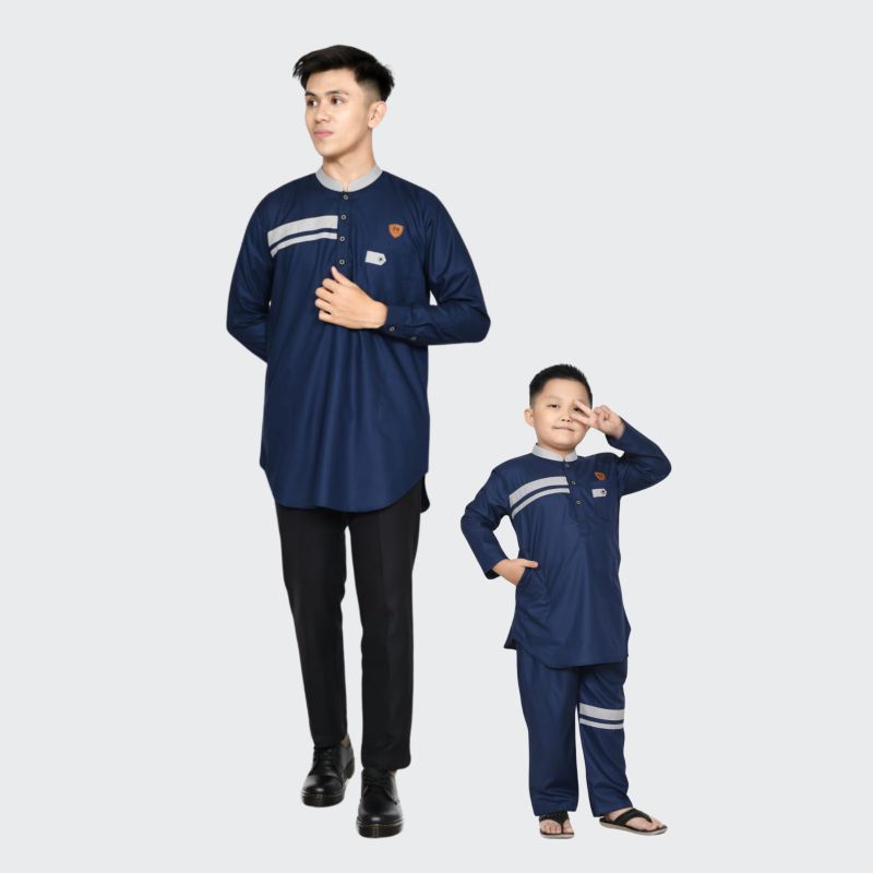 Koko kurta couple ayah dan anak laki-laki warna navy