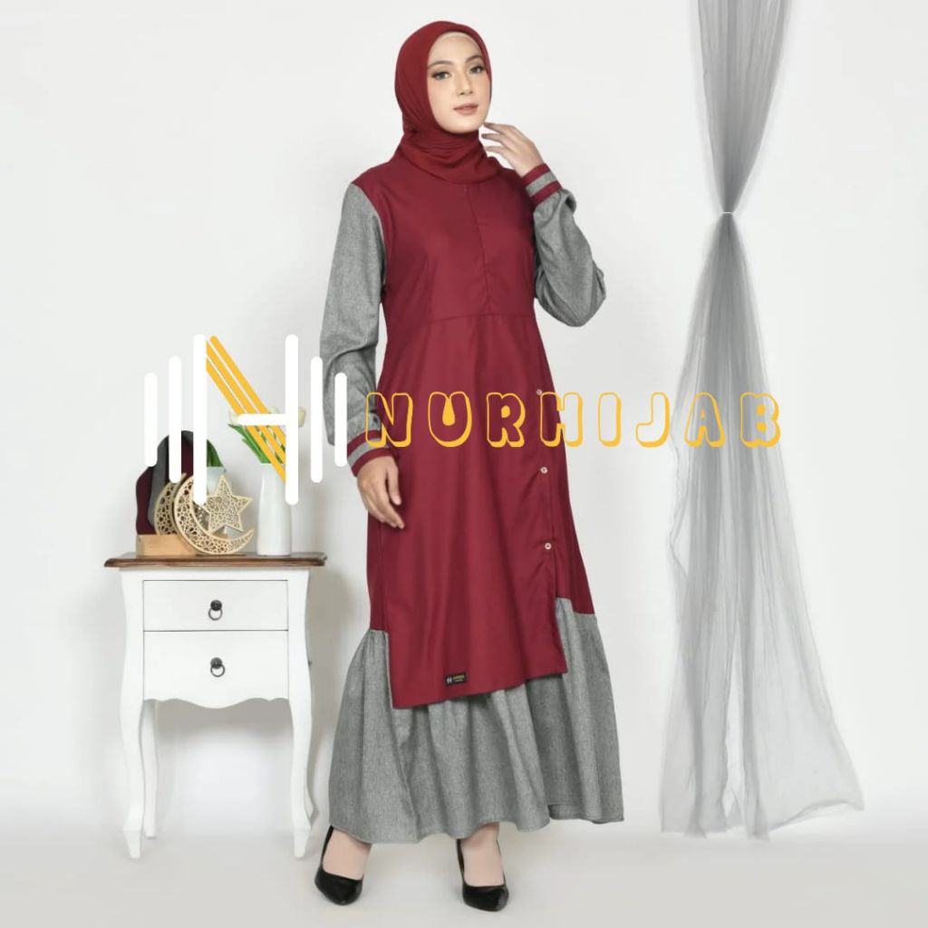 Gamis Fakhira Dress warna marun