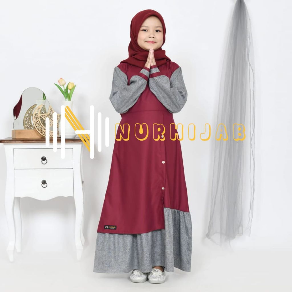 Gamis anak Fakhira Kid warna marun