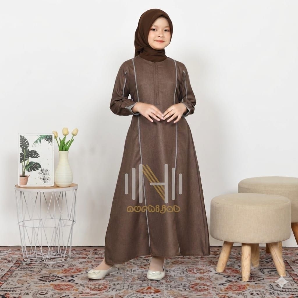 Gamis Farabi anak warna cokelat
