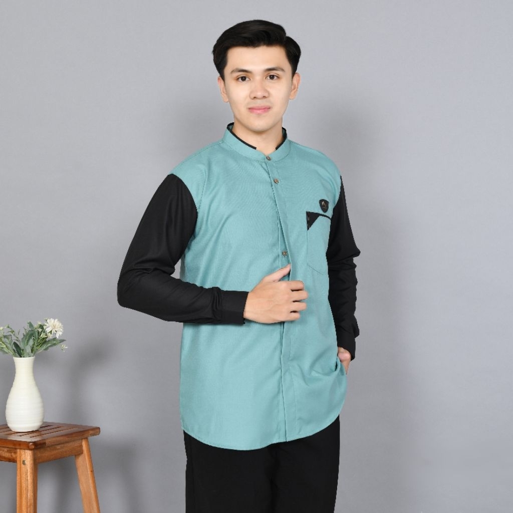 Kemeja koko dewasa sage dan hitam